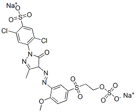 disodium 2,5-dichloro-4-[4,5-dihydro-4-[[2-methoxy-5-[[2-(sulphonatooxy)ethyl]sulphonyl]phenyl]azo]-3-methyl-5-oxo-1H-pyrazol-1-yl]benzenesulphonate 结构式
