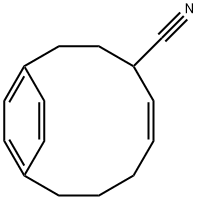 (E)-Bicyclo[8.2.2]tetradeca-5,10,12(1),13-tetraene-4-carbonitrile Struktur