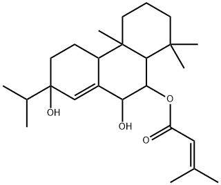 3-Methyl-2-butenoic acid 2,3,4,4a,4b,5,6,7,8,8a,9,10-dodecahydro-2,10-dihydroxy-4b,8,8-trimethyl-2-isopropylphenanthren-9-yl ester Struktur