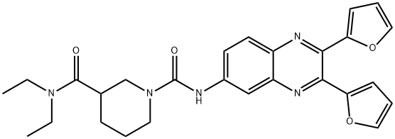 1,3-PIPERIDINEDICARBOXAMIDE, N1-(2,3-DI-2-FURANYL-6-QUINOXALINYL)-N3,N3-DIETHYL- Struktur