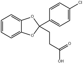 2-(p-クロロフェニル)-1,3-ベンゾジオキソール-2-プロピオン酸 化学構造式