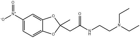 N-(2-ジエチルアミノエチル)-2-メチル-5-ニトロ-1,3-ベンゾジオキソール-2-アセトアミド 化学構造式