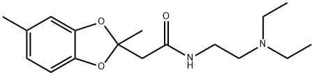 N-(2-ジエチルアミノエチル)-2,5-ジメチル-1,3-ベンゾジオキソール-2-アセトアミド 化学構造式