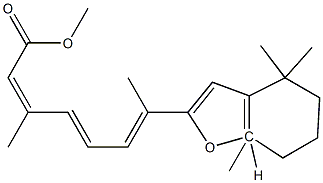 (2E,4E,6E)-7-[(4,4,7a-Trimethyl-2,4,5,6,7,7a-hexahydrobenzofuran)-2-yl]-3-methyl-2,4,6-octatrienoic acid methyl ester Struktur