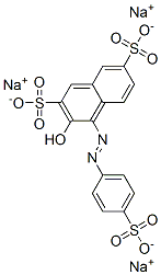 trisodium 3-hydroxy-4-[(4-sulphonatophenyl)azo]naphthalene-2,7-disulphonate Struktur