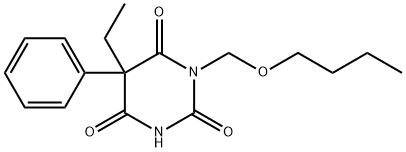 1-(Butoxymethyl)-5-ethyl-5-phenylbarbituric acid Struktur