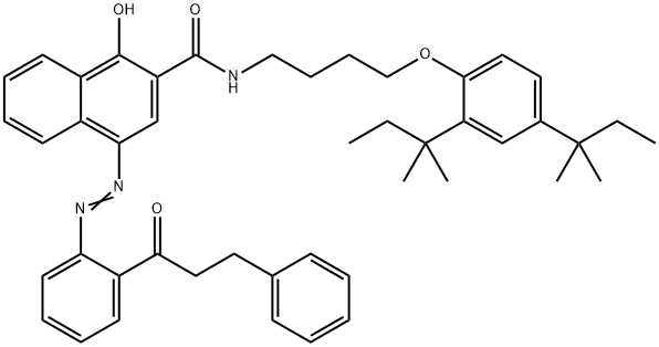 N-[4-(2,4-Di-tert-pentylphenoxy)butyl]-1-hydroxy-4-[2-(3-phenylpropionyl)phenylazo]-2-naphthamide Struktur