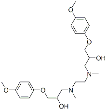 N,N'-ビス[3-(p-メトキシフェノキシ)-2-ヒドロキシプロピル]-N,N'-ジメチルエチレンジアミン 化学構造式