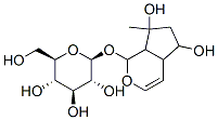 1,4a,5,6,7,7a-ヘキサヒドロ-5,7-ジヒドロキシ-7-メチルシクロペンタ[c]ピラン-1-イルβ-D-グルコピラノシド 化学構造式