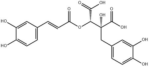 (2R,3S)-2-[(3,4-ジヒドロキシフェニル)メチル]-3-[[(E)-3-(3,4-ジヒドロキシフェニル)-1-オキソ-2-プロペニル]オキシ]-2-ヒドロキシブタン二酸 化学構造式