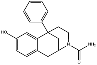 1,4,5,6-テトラヒドロ-8-ヒドロキシ-6-フェニル-2,6-メタノ-3-ベンゾアゾシン-3(2H)-カルボアミド 化学構造式
