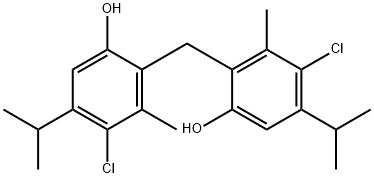 2,2'-メチレンビス[4-クロロ-3-メチル-5-(1-メチルエチル)フェノール] 化学構造式