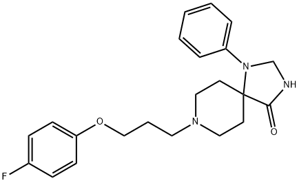 1-フェニル-8-[3-(4-フルオロフェノキシ)プロピル]-1,3,8-トリアザスピロ[4.5]デカン-4-オン 化学構造式