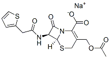 5-Thia-1-azabicyclo[4.2.0]oct-2-ene-2-carboxylic acid, 3-[(acetyloxy)methyl]-8-oxo-7-[(2-thienylacetyl)amino]-, monosodium salt, trans-(+-)- 化学構造式