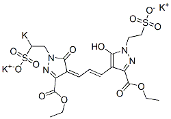 2-[3-Ethoxycarbonyl-4-[3-[3-ethoxycarbonyl-5-oxo-1-(2-potassiosulfoethyl)-2-pyrazolin-4-ylidene]-1-propenyl]-5-hydroxy-1H-pyrazol-1-yl]ethane-1-sulfonic acid potassium salt Struktur
