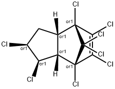 rel-1α*,2α*,4β*,5,6,7β*,8,8-オクタクロロ-2,3,3aα*,4,7,7aα*-ヘキサヒドロ-4,7-メタノ-1H-インデン 化学構造式