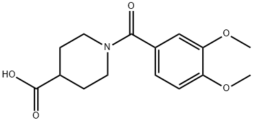 1-(3,4-ジメトキシベンゾイル)ピペリジン-4-カルボン酸 化学構造式