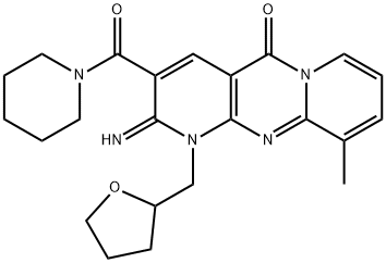 2-imino-10-methyl-3-(1-piperidinylcarbonyl)-1-(tetrahydro-2-furanylmethyl)-1,2-dihydro-5H-dipyrido[1,2-a:2,3-d]pyrimidin-5-one Structure