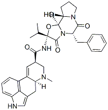 (8α)-12'-ヒドロキシ-2'-イソプロピル-5'α-(フェニルメチル)エルゴタマン-3',6',18-トリオン 化学構造式
