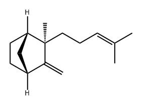 (1S-exo)-2-methyl-3-methylene-2-(4-methyl-3-pentenyl)bicyclo[2.2.1]heptane Struktur
