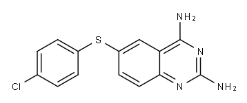 2,4-Diamino-6-[[p-chlorophenyl]thio]quinazoline 化学構造式