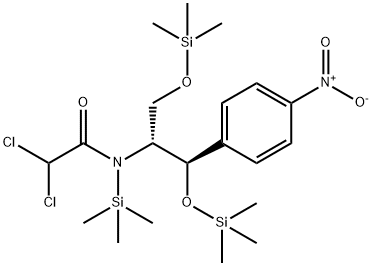 Acetamide, 2,2-dichloro-N-[2-(4-nitrophenyl)-2-[(trimethylsilyl)oxy]-1 -[[(trimethylsilyl)oxy]methyl]ethyl]-N-(trimethylsilyl)-, [R-(R*,R*)]- Struktur