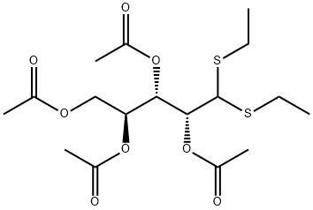 2-O,3-O,4-O,5-O-テトラアセチル-L-アラビノースジエチルジチオアセタール 化学構造式