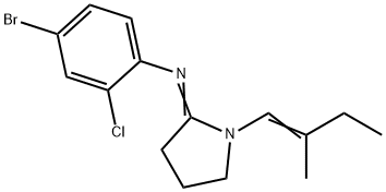 Pyrrolidine, 2-((4-bromo-2-chlorophenyl)imino)-1-(2-methyl-1-butenyl)- Structure
