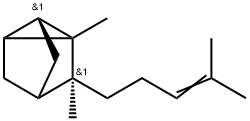(-)-1,7-ジメチル-7-(4-メチル-3-ペンテニル)トリシクロ[2.2.1.02,6]ヘプタン 化学構造式