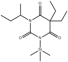 5,5-ジエチル-1-(1-メチルプロピル)-3-(トリメチルシリル)-2,4,6(1H,3H,5H)-ピリミジントリオン 化学構造式