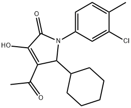 2H-Pyrrol-2-one, 4-acetyl-1-(3-chloro-4-methylphenyl)-5-cyclohexyl-1,5-dihydro-3-hydroxy- 结构式