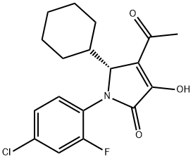 (5R)-4-乙酰基-1-(4-氯-2-氟苯基)-5-环己基-1,5-二氢-3-羟基-2H-吡咯-2-酮,512177-83-2,结构式