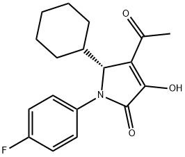 2H-Pyrrol-2-one, 4-acetyl-5-cyclohexyl-1-(4-fluorophenyl)-1,5-dihydro-3-hydroxy-, (5R)- 结构式