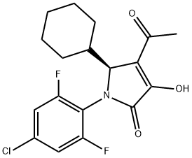 2H-Pyrrol-2-one, 4-acetyl-1-(4-chloro-2,6-difluorophenyl)-5-cyclohexyl-1,5-dihydro-3-hydroxy-, (5S)- 结构式