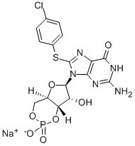 8-(4-CHLOROPHENYLTHIO)GUANOSINE 3',5'-CYCLIC MONOPHOSPHATE SODIUM SALT Structure