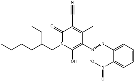 1-(2-ethylhexyl)-1,2-dihydro-6-hydroxy-4-methyl-5-[(2-nitrophenyl)azo]-2-oxonicotinonitrile Struktur