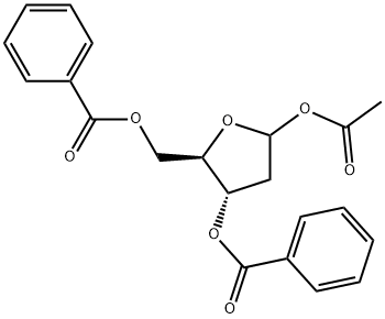 1-乙酰基-2-脱氧-3,5-二-O-苯甲酰基呋喃核糖, 51255-12-0, 结构式