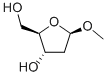 Methyl-2-deoxy-beta-D-ribofuranoside 化学構造式