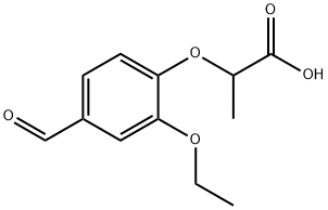 2-(2-エトキシ-4-ホルミルフェノキシ)プロパン酸 化学構造式