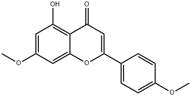 2-(4-メトキシフェニル)-5-ヒドロキシ-7-メトキシ-4H-1-ベンゾピラン-4-オン 化学構造式