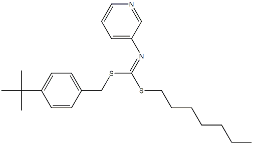 (4-(1,1-Dimethylethyl)phenyl)methyl heptyl-3-pyridinylcarbonimidodithioate Structure