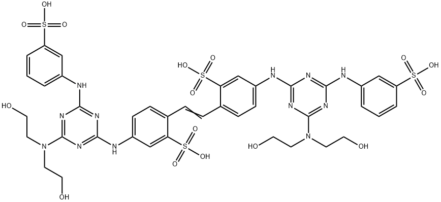 4,4'-bis[[4-[bis(2-hydroxyethyl)amino]-6-(m-sulphoanilino)-1,3,5-triazin-2-yl]amino]stilbene-2,2'-disulphonic acid Structure