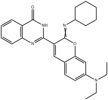 2-[2-(cyclohexylimino)-7-(diethylamino)-2H-1-benzopyran-3-yl]quinazolin-4(1H)-one ,51347-64-9,结构式