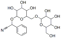 2-phenyl-2-[3,4,5-trihydroxy-6-[[3,4,5-trihydroxy-6-(hydroxymethyl)oxa n-2-yl]oxymethyl]oxan-2-yl]oxy-acetonitrile Struktur