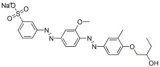 sodium 3-[[4-[[4-(2-hydroxybutoxy)-3-methylphenyl]azo]-3-methoxyphenyl]azo]benzenesulphonate Struktur