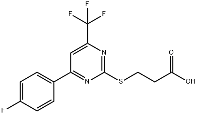 3-{[4-(4-fluorophenyl)-6-(trifluoromethyl)pyrimidin-2-yl]thio}propanoic acid Struktur
