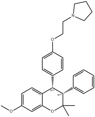 1-[2-[4-(2,2-Dimethyl-7-methoxy-3-phenylchroman-4-yl)phenoxy]ethyl]pyrrolidine Struktur