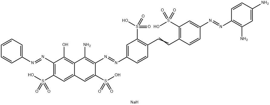 4-アミノ-3-[[4-[2-[4-[(2,4-ジアミノフェニル)アゾ]-2-(ソジオオキシスルホニル)フェニル]エテニル]-3-(ソジオオキシスルホニル)フェニル]アゾ]-5-ヒドロキシ-6-(フェニルアゾ)-2,7-ナフタレンジスルホン酸ジナトリウム 化学構造式