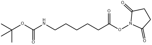 6-[(tert-ブトキシカルボニル)アミノ]ヘキサン酸N-スクシンイミジル 化学構造式