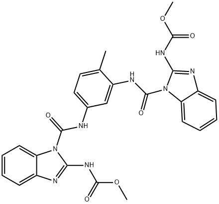 Dimethyl (4-methyl-1,3-phenylenebis(iminocarbonyl-1H-benzimidazole-1,2-diyl))biscarbamate Struktur